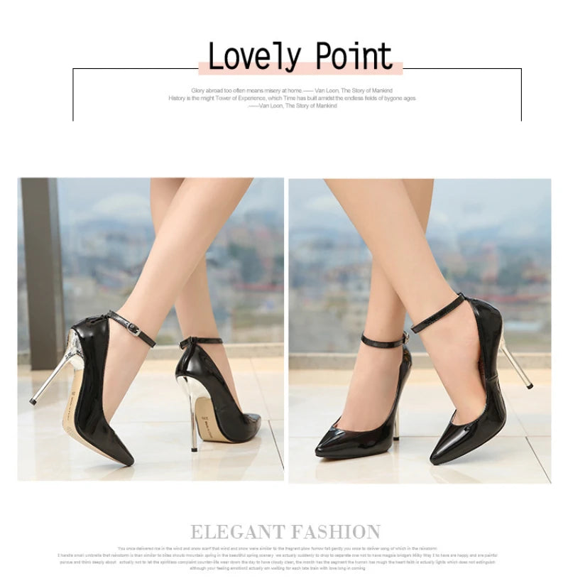 European And American Fashion Professional Pointed Toe Large-Size Heel Shoes Thin Heel Model Host Single Shoes Female Elegant