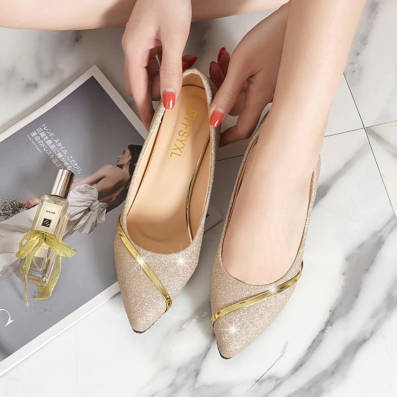 Fashion High Heels Women 2024 New Spring Autumn Matte All-match Thick Heel Pointed Toe Shallow Mouth Professional Women's Shoes