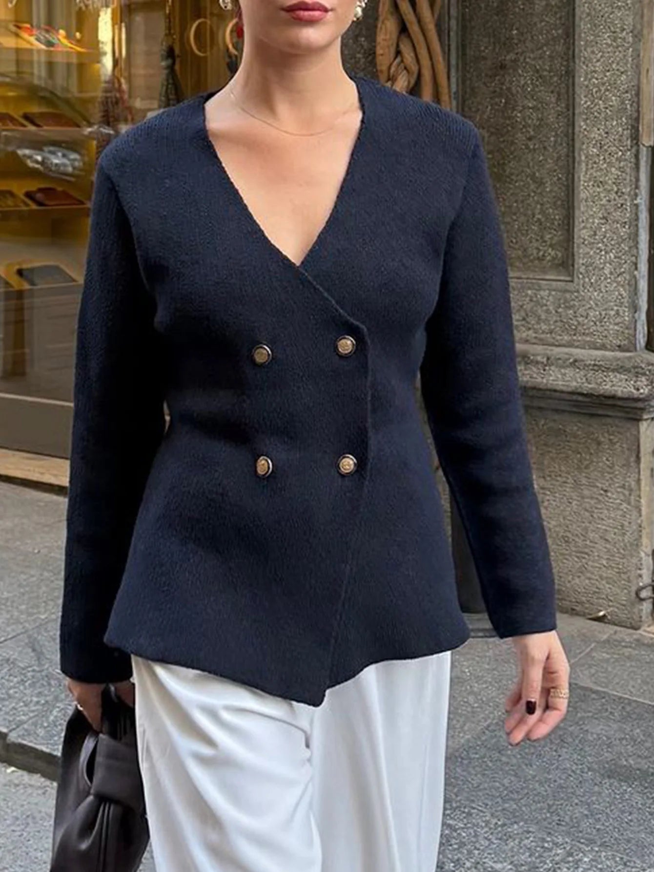 European and American Fashion Simple Wool Long-sleeved Vest Sweater Women's Clothing 2025 Autumn and Winter