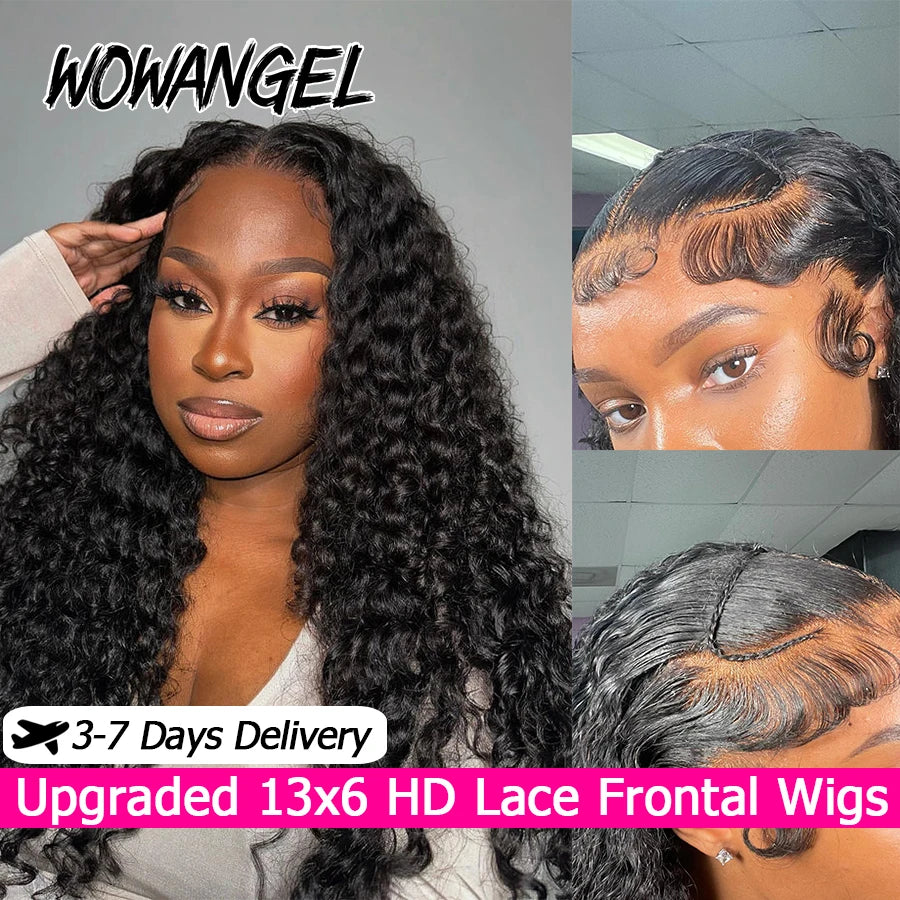 Burmese Curly 13X6 HD Lace Frontal Wigs 250% Real HD Lace Front Human Hair Wigs Deep Side Parting Brazilian Curly Wigs For Women