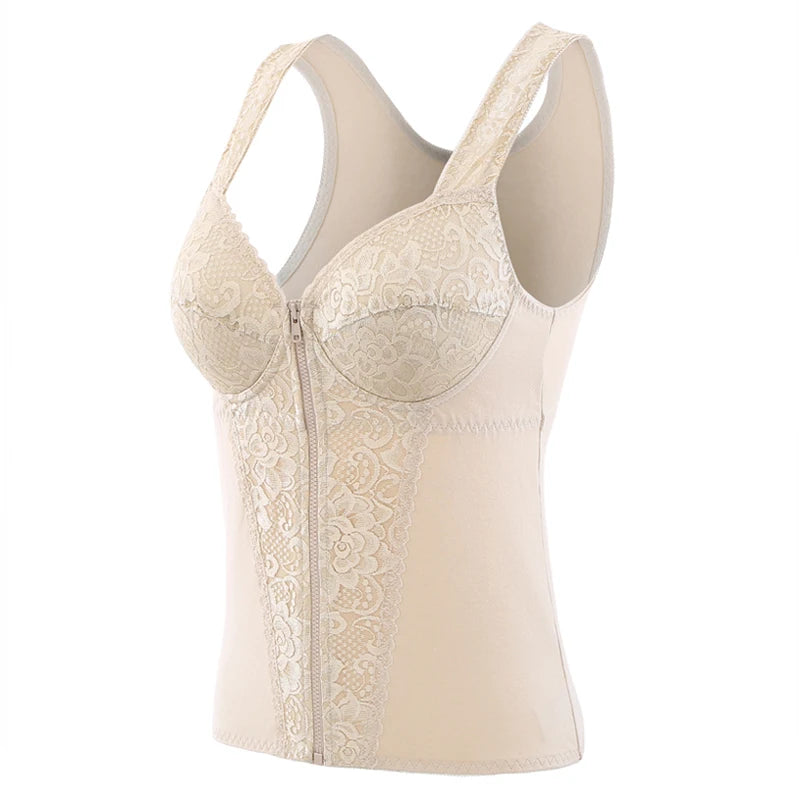 Women's Shapewear With Bra There Are Underwired free Body Shaper Slimming Clothes Front zipper top 
