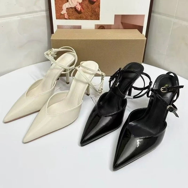 Elegant Women High Heeled Shoes Sexy Pointed Toe Slingbacks 2025 Summer Stilettos Brand Designer Bridal Office Ladies Sandals