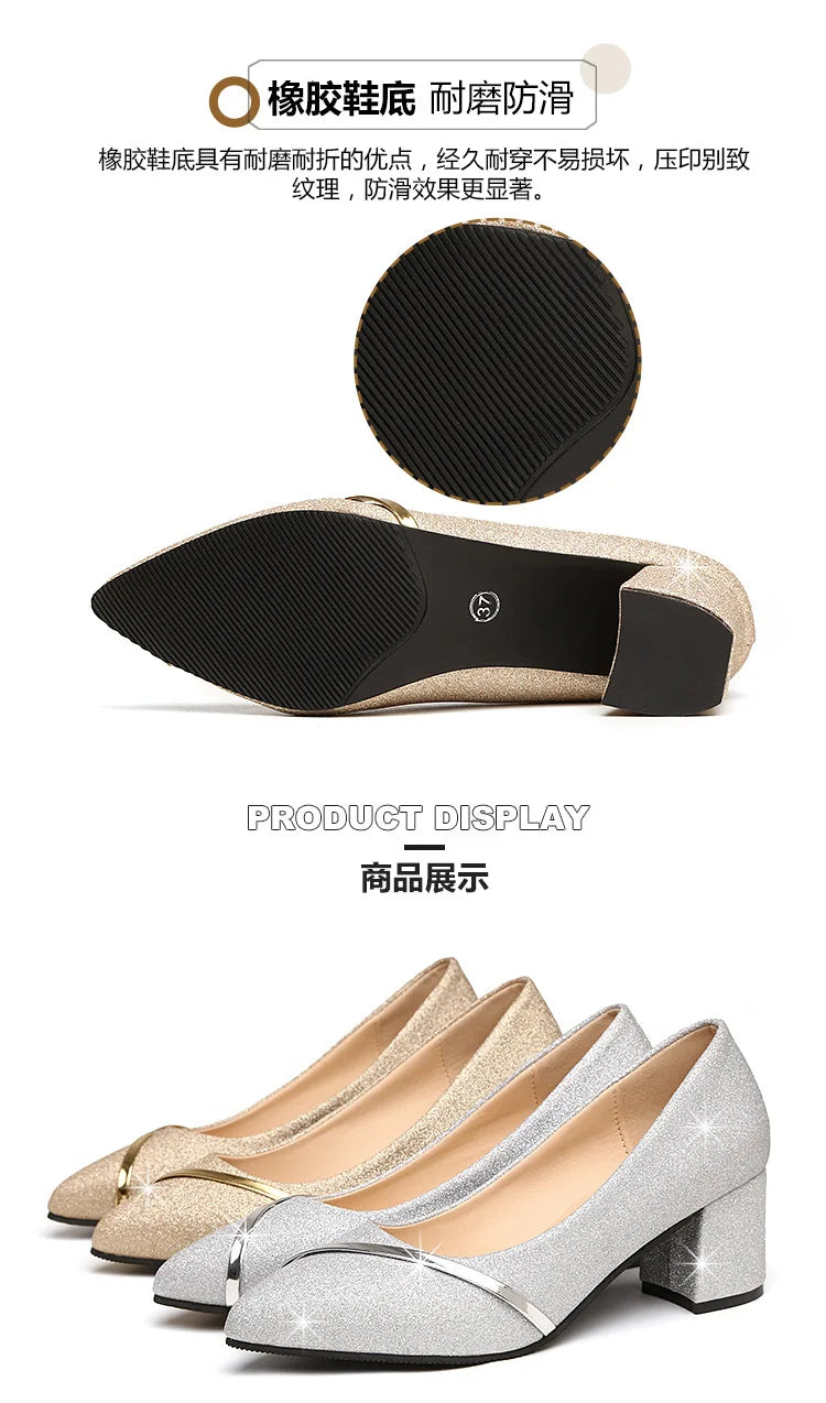 Fashion High Heels Women 2024 New Spring Autumn Matte All-match Thick Heel Pointed Toe Shallow Mouth Professional Women's Shoes