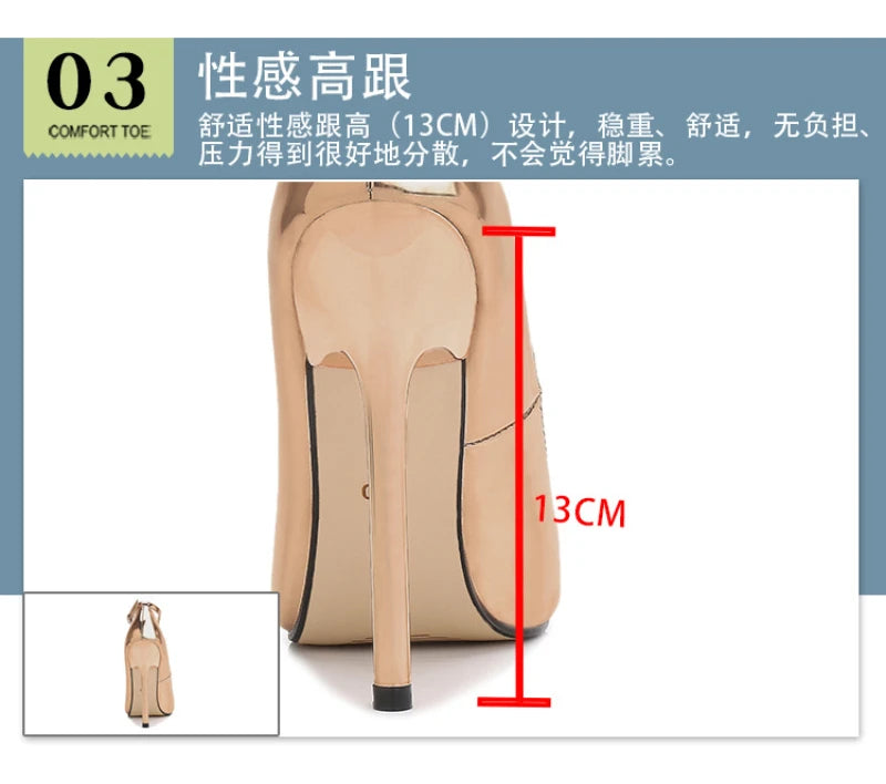 European And American Fashion Professional Pointed Toe Large-Size Heel Shoes Thin Heel Model Host Single Shoes Female Elegant