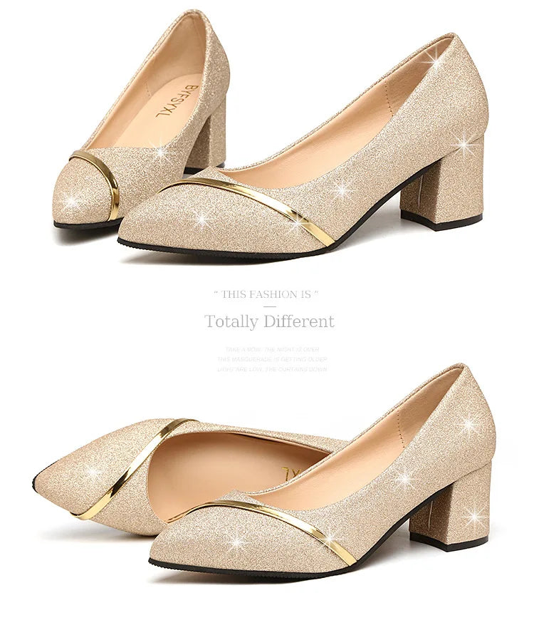 Fashion High Heels Women 2024 New Spring Autumn Matte All-match Thick Heel Pointed Toe Shallow Mouth Professional Women's Shoes