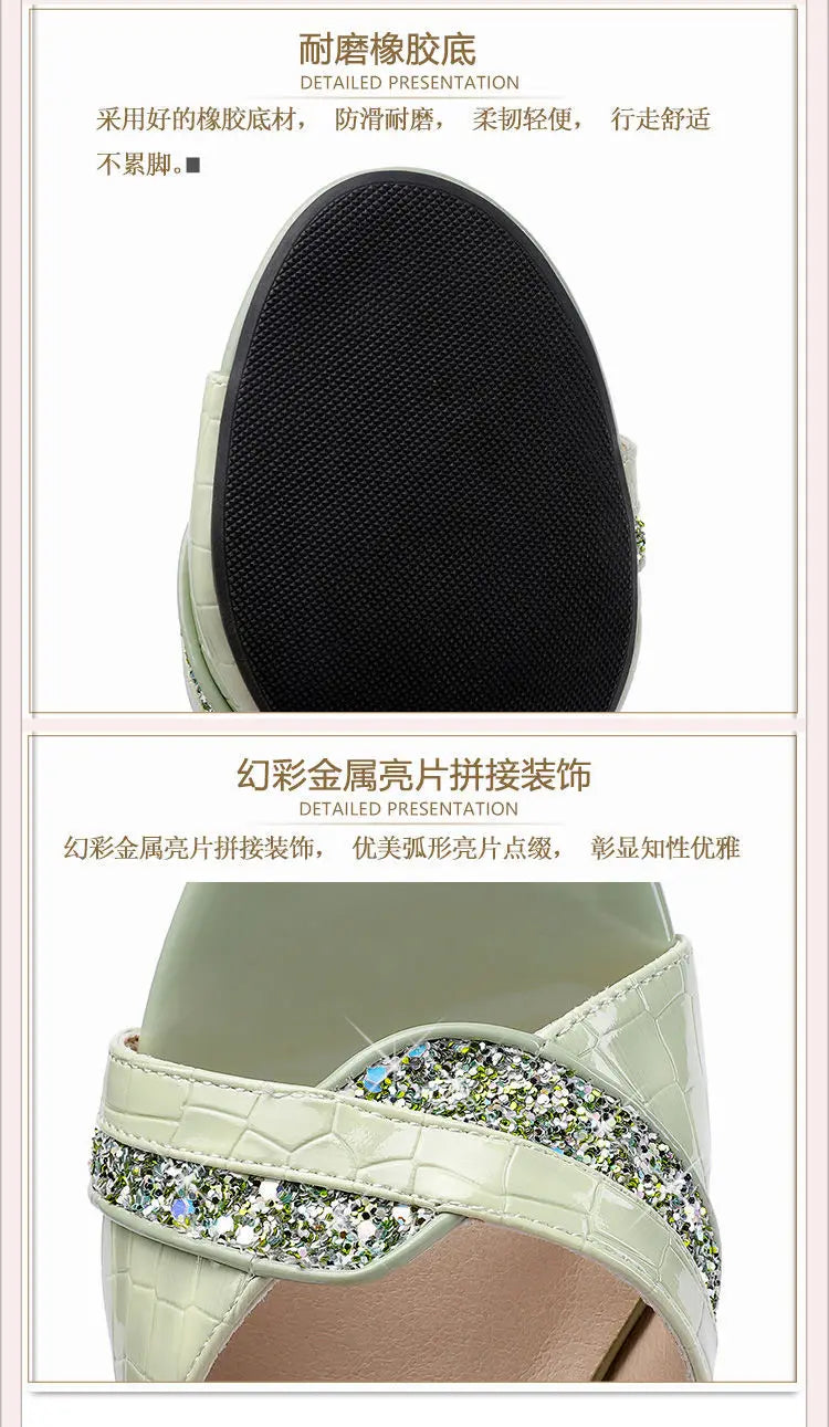 Elegant Women's Heeled Shoes Peep Toe Dress Bling Women's Sandals Trend 2025 Fashion Sexy Luxury Women's Shoe High-heeled Sandal