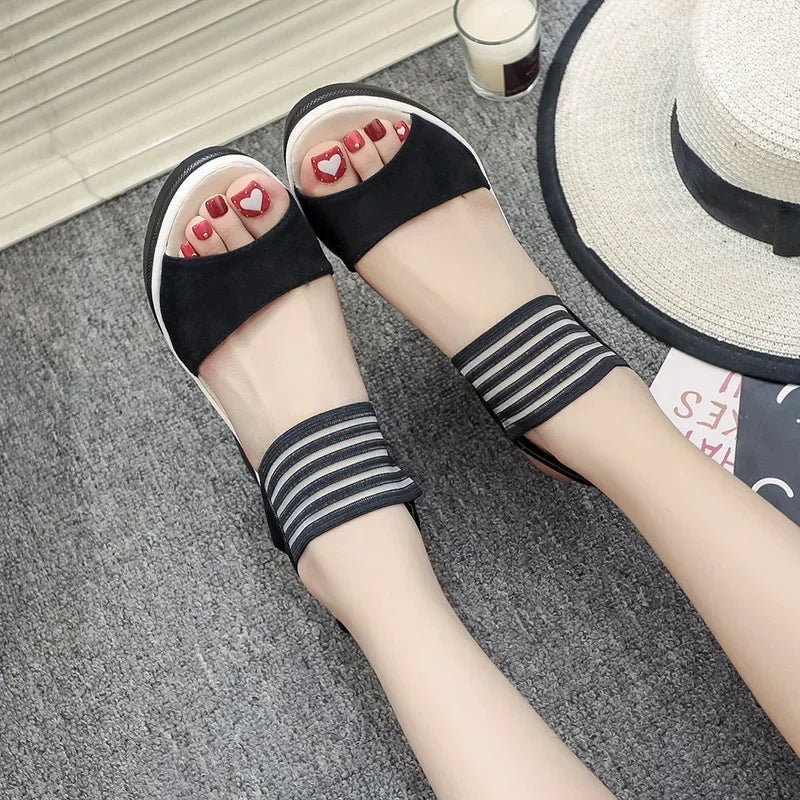 Fashion Summer New All-match Wedge Heel Fish Mouth Women's Shoes Super High Heel Sandals Platform Height Increase Sandals