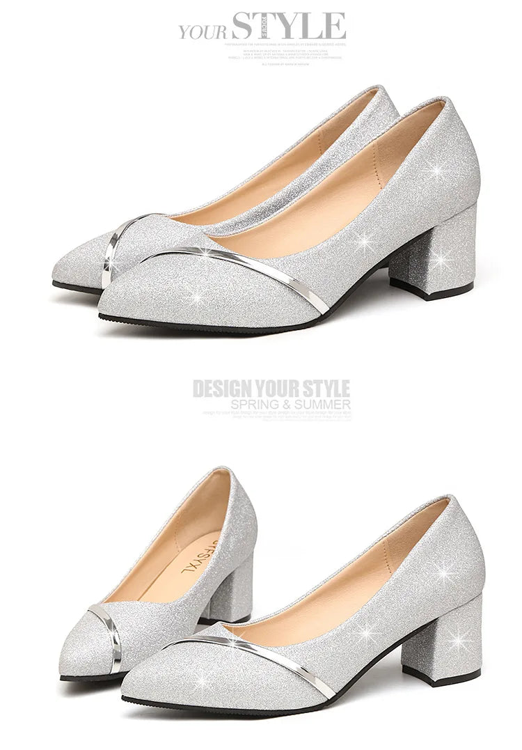 Fashion High Heels Women 2024 New Spring Autumn Matte All-match Thick Heel Pointed Toe Shallow Mouth Professional Women's Shoes