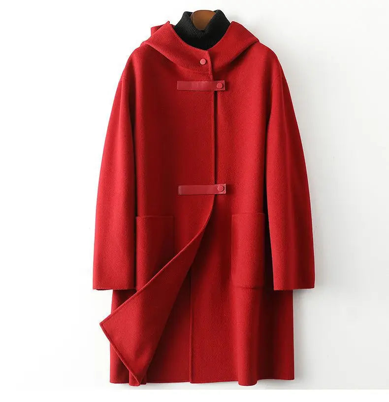 Fashion Hooded Double-sided Cashmere Coat Woolen Windbreakers
