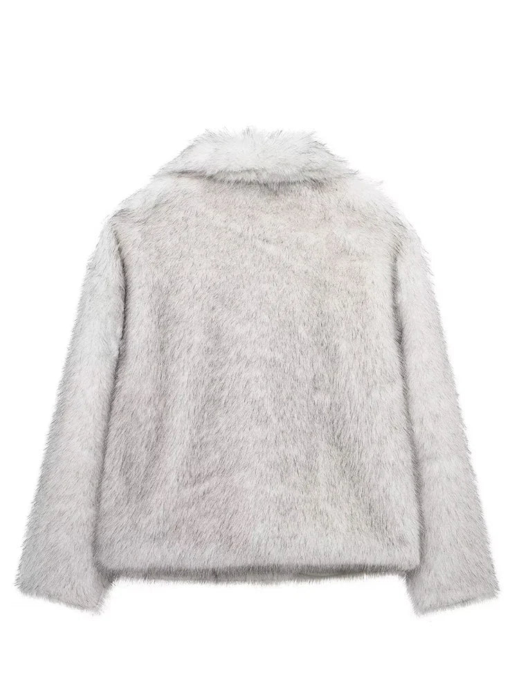 Fashion Cropped Coat For Women  Vintage Solid Temperament Lapel Long Sleeve Thick Jacket Outerwear