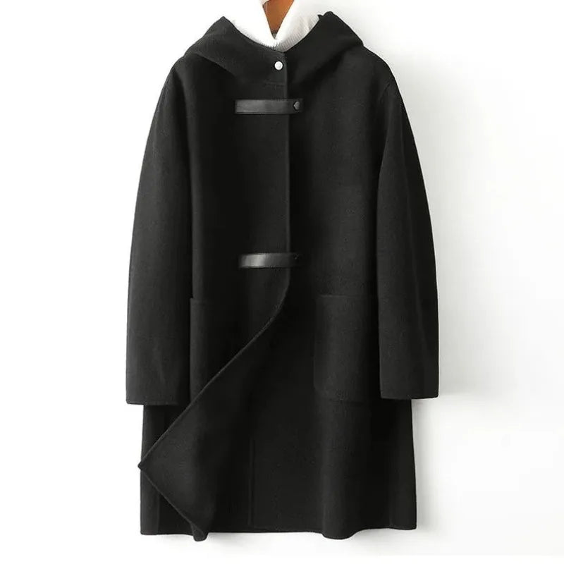 Fashion Hooded Double-sided Cashmere Coat Woolen Windbreakers