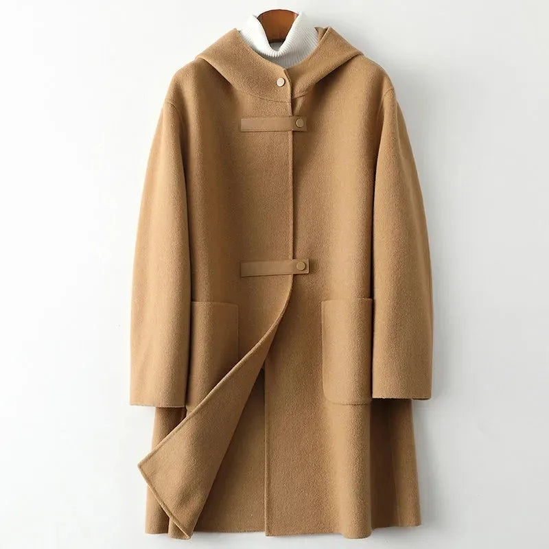 Fashion Hooded Double-sided Cashmere Coat Woolen Windbreakers