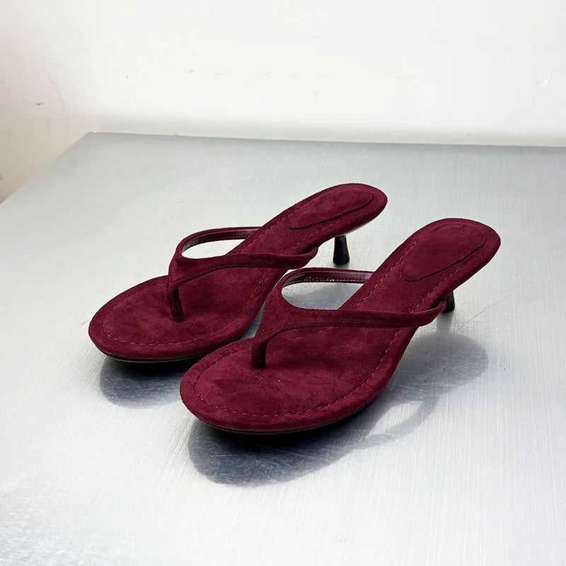 Fashion Round Toe Ladies Low Heel Slippers Shoes Sandals Spring Summer Female Flip flops Women Heeled Slides Slippers Pumps