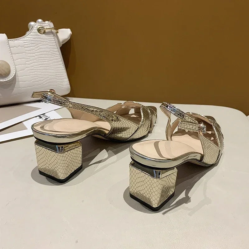 Elegant Woman Heeled Shoes New Fashion Shallow Women's Sandals Lady Pointe Toe Gold High Heels Female Wedding Bridal Sexy Sandal