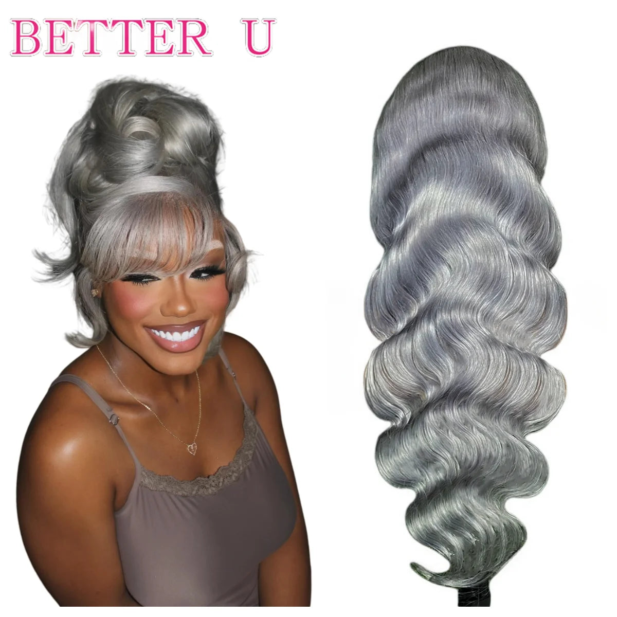 Grey Human Hair Wigs Raw Hair Sliver Body Wave Colored 13X6 HD Lace Frontal Wig For Women Gray 13x4 Transparent Lace Front Wig
