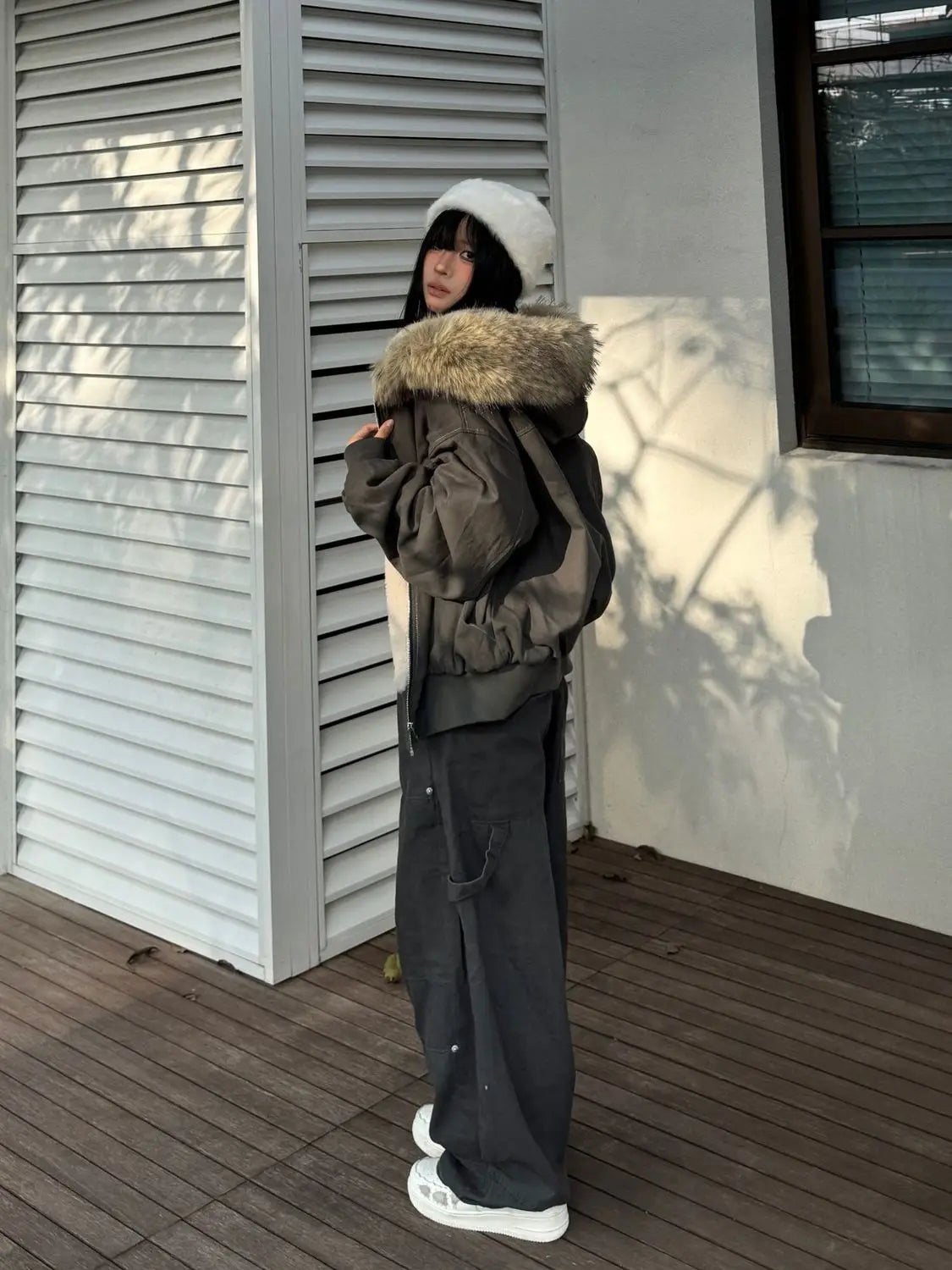 Fashion Retro Fur Collar Jacket Thick Hooded Design Short Cotton Coat Parkas Female Clothing