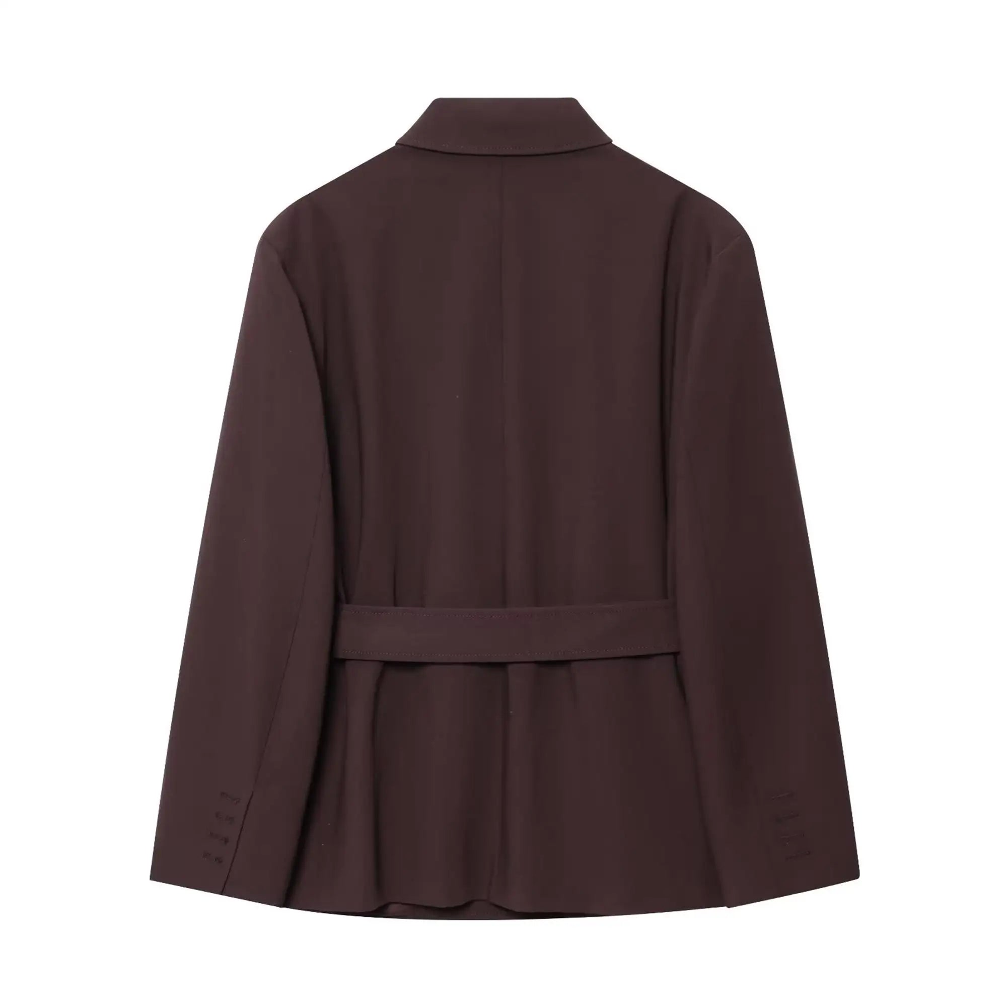 Fashion 2025 Autumn Women Blazer Coats With Belt Elegant Notched Double Breasted Causal Jackets Chic Loose Solid OL Outwear