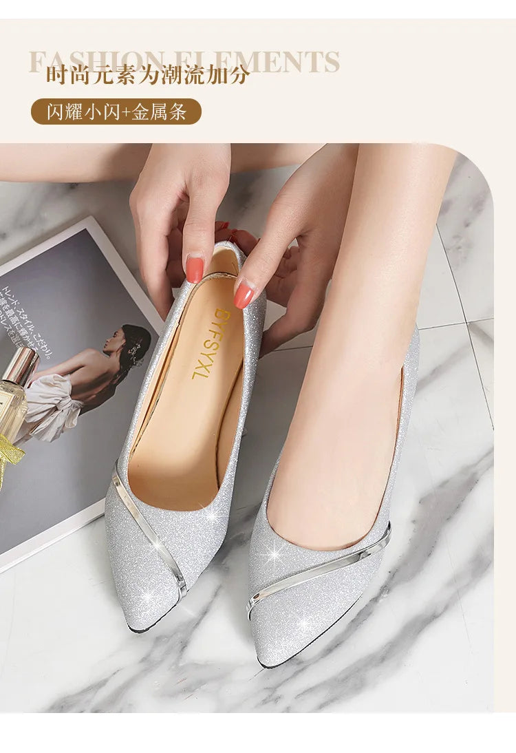 Fashion High Heels Women 2024 New Spring Autumn Matte All-match Thick Heel Pointed Toe Shallow Mouth Professional Women's Shoes