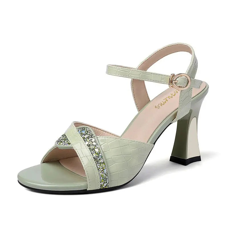 Elegant Women's Heeled Shoes Peep Toe Dress Bling Women's Sandals Trend 2025 Fashion Sexy Luxury Women's Shoe High-heeled Sandal