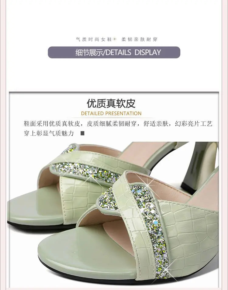 Elegant Women's Heeled Shoes Peep Toe Dress Bling Women's Sandals Trend 2025 Fashion Sexy Luxury Women's Shoe High-heeled Sandal