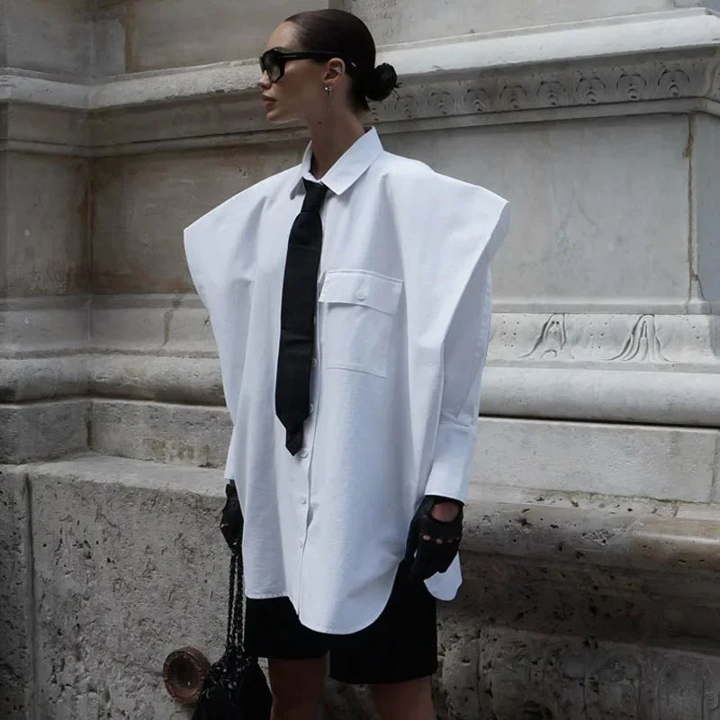 Fashion White Elegant Blouse  Long Sleeve Shirt Blusa