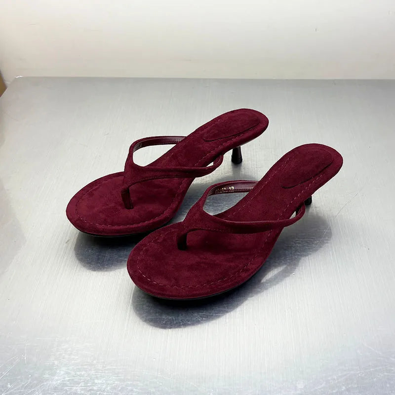Fashion Round Toe Ladies Low Heel Slippers Shoes Spring Summer Women Heeled Slides Slippers Female Flip flops Sandals Pumps