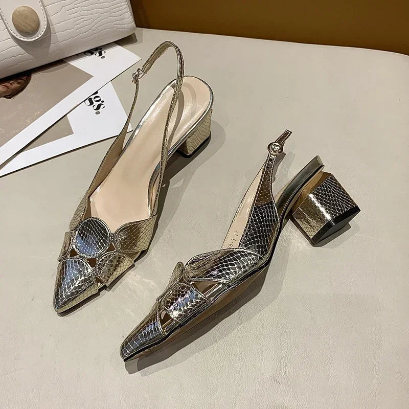 Elegant Woman Heeled Shoes New Fashion Shallow Women's Sandals Lady Pointe Toe Gold High Heels Female Wedding Bridal Sexy Sandal
