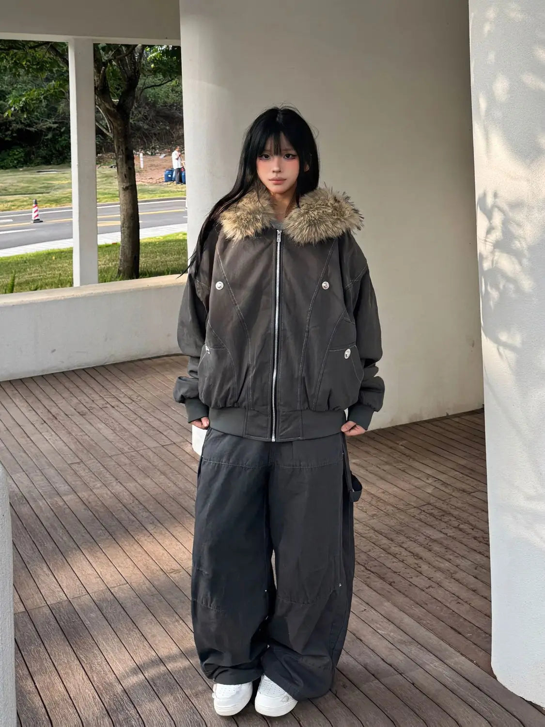 Fashion Retro Fur Collar Jacket Thick Hooded Design Short Cotton Coat Parkas Female Clothing