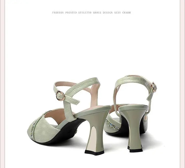 Elegant Women's Heeled Shoes Peep Toe Dress Bling Women's Sandals Trend 2025 Fashion Sexy Luxury Women's Shoe High-heeled Sandal