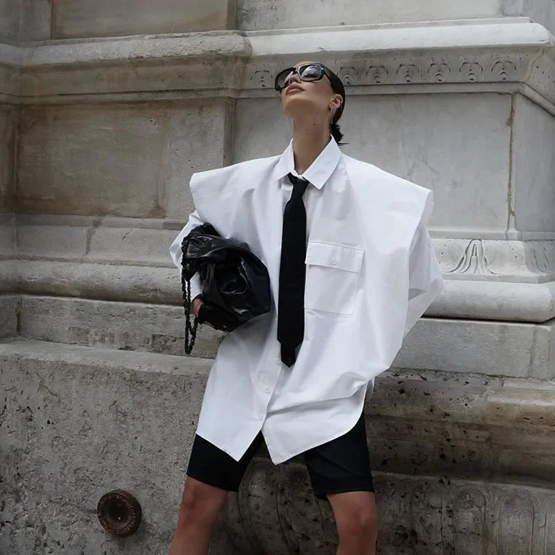 Fashion White Elegant Blouse  Long Sleeve Shirt Blusa