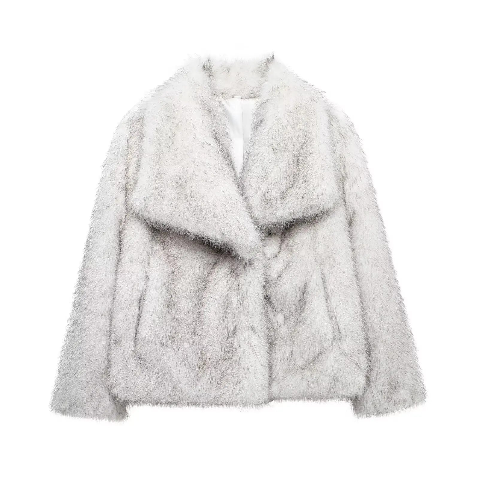 Fashion Cropped Coat For Women  Vintage Solid Temperament Lapel Long Sleeve Thick Jacket Outerwear