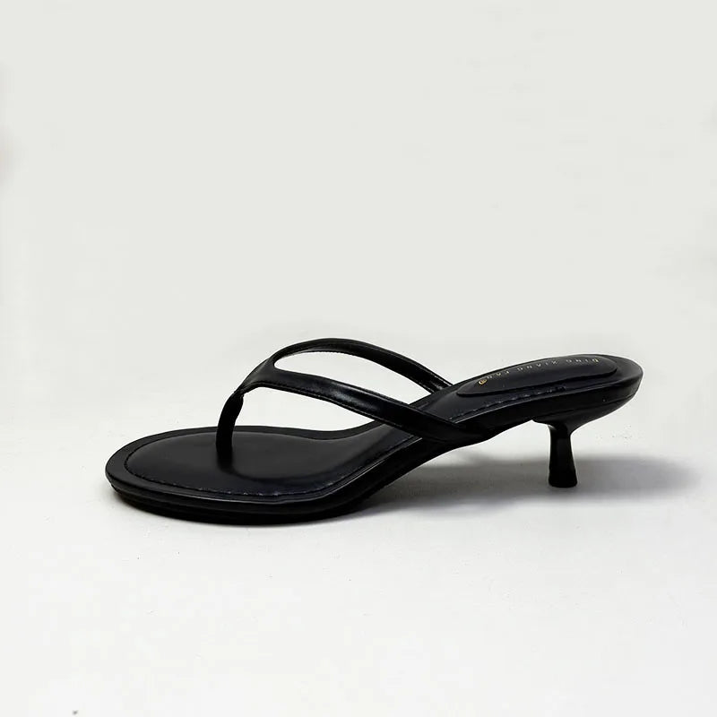Fashion Round Toe Ladies Low Heel Slippers Shoes Spring Summer Women Heeled Slides Slippers Female Flip flops Sandals Pumps