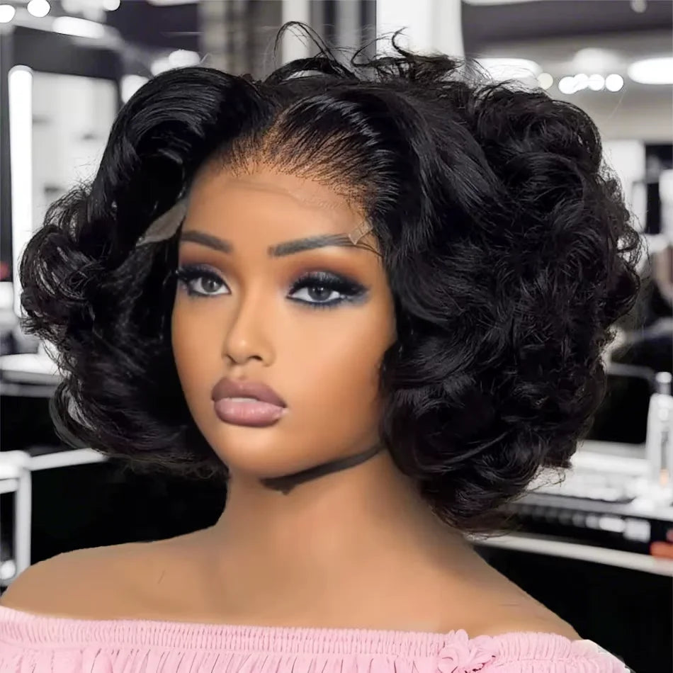 Short Human Hair Wigs Bob Wig 13x4 Loose Wave Frontal Wig Lace Front Wigs  Body Wave 4X4 Lace Closure Human Hair Wig For Women