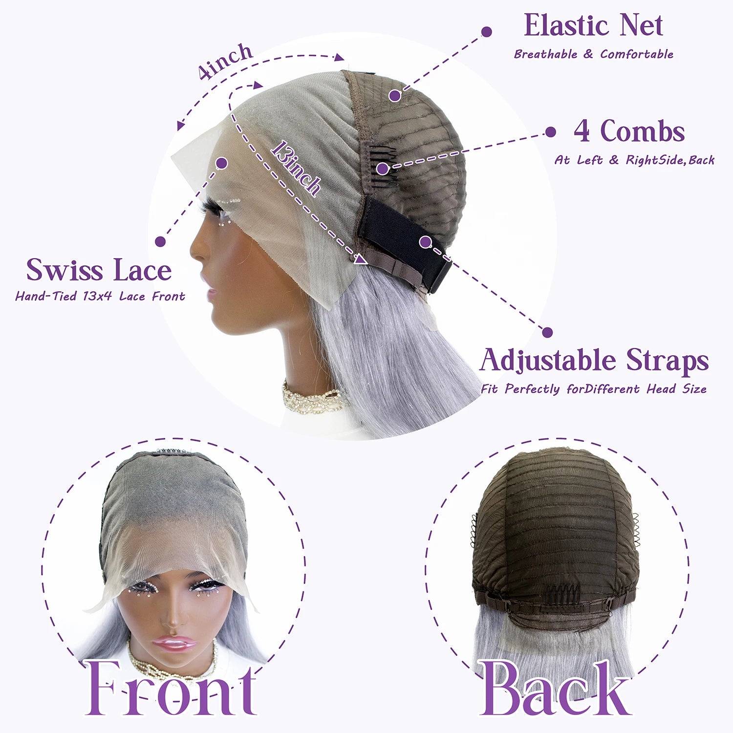 Human Hair Wig Grey Bob Wigs 200% 13x4 HD Transparent Ginger Orange Lace Front Bob Blunt Cut Straight Colored Wigs Pre Plucked