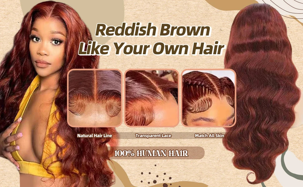 Reddish Brown Body Wave Brazilian Human Hairs