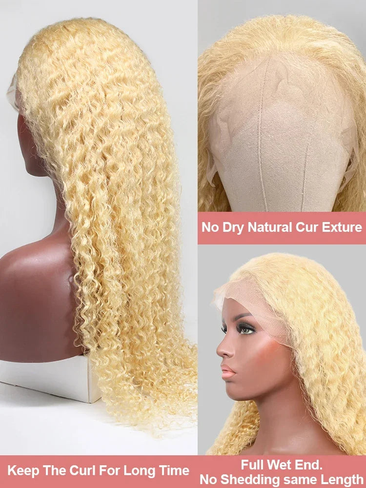 Curly Blonde Brazilian Human Hairs