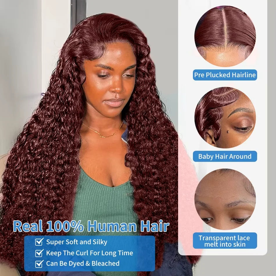 Reddish Brown Deep Wave Brazilian Human Hairs