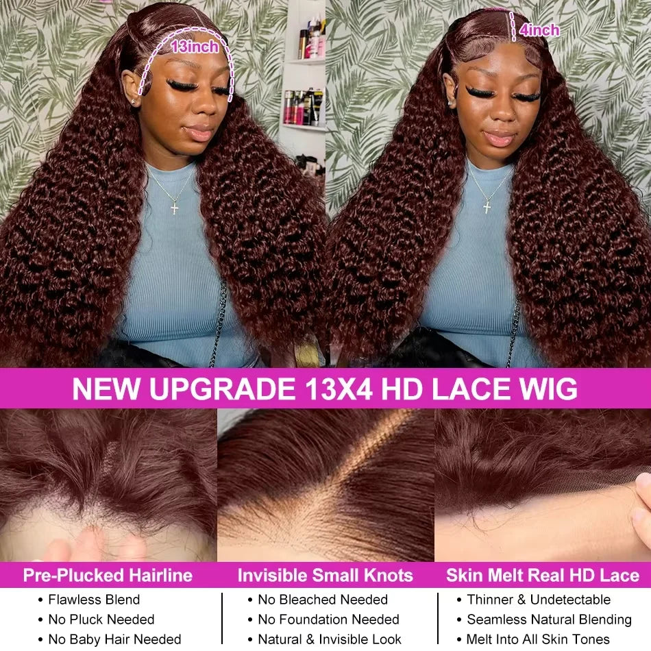 Reddish Brown Deep Wave Brazilian Human Hairs