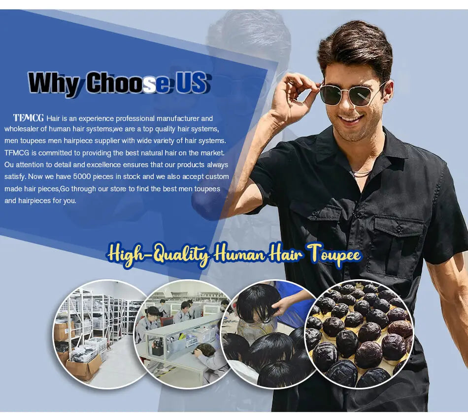 Men Wig Natural Human Hair Toupee Mono Male Wig  Durable Male Hair Prosthesis Toupee Men 6" Hair Replacement System For Men