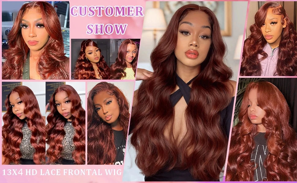 Reddish Brown Body Wave Brazilian Human Hairs