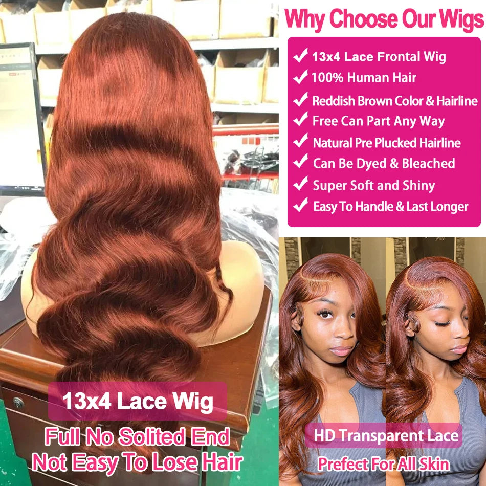Reddish Brown Body Wave Brazilian Human Hairs