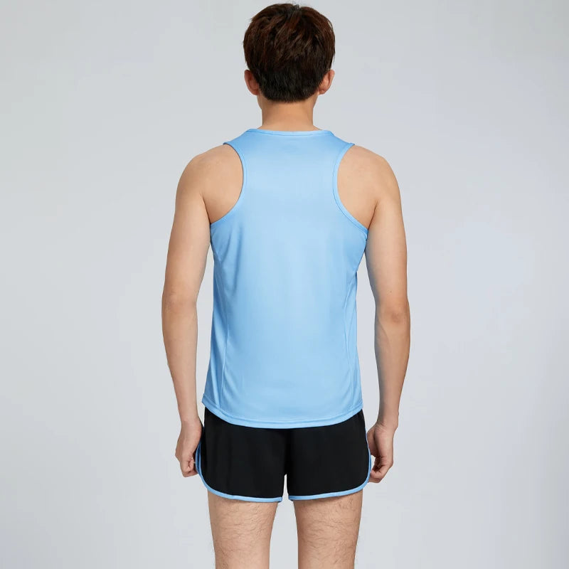 Men Running Tracksuits 2021 Track And Field Suits Quick Dry Marathon Athletics Sportswear Vest+Shorts Team Sport Set