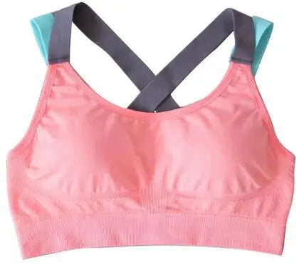 Sports Bra Full Cup Breathable Top Shockproof Cross Back Push Up Workout Underwear For Women Gym Running Jogging Yoga Fitness