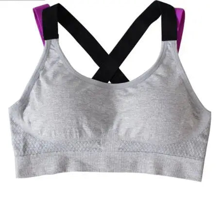 Sports Bra Full Cup Breathable Top Shockproof Cross Back Push Up Workout Underwear For Women Gym Running Jogging Yoga Fitness