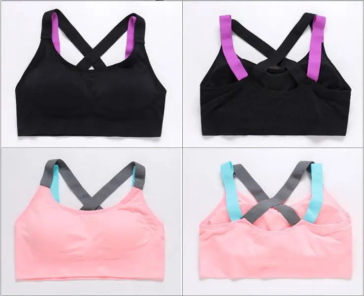 Sports Bra Full Cup Breathable Top Shockproof Cross Back Push Up Workout Underwear For Women Gym Running Jogging Yoga Fitness