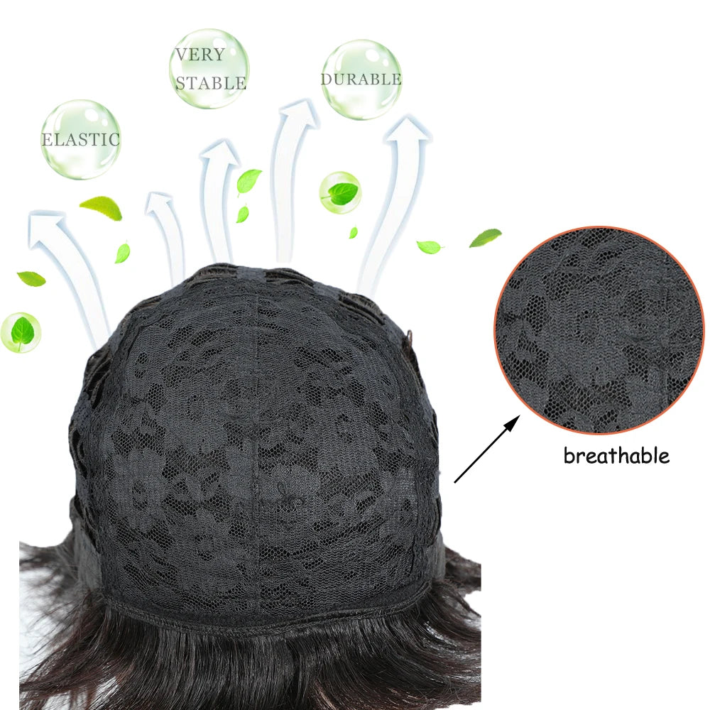 Men's synthetic wig brown (# 4) short curly hair men's wig fashion style adjustable size breathable wig men's 2023