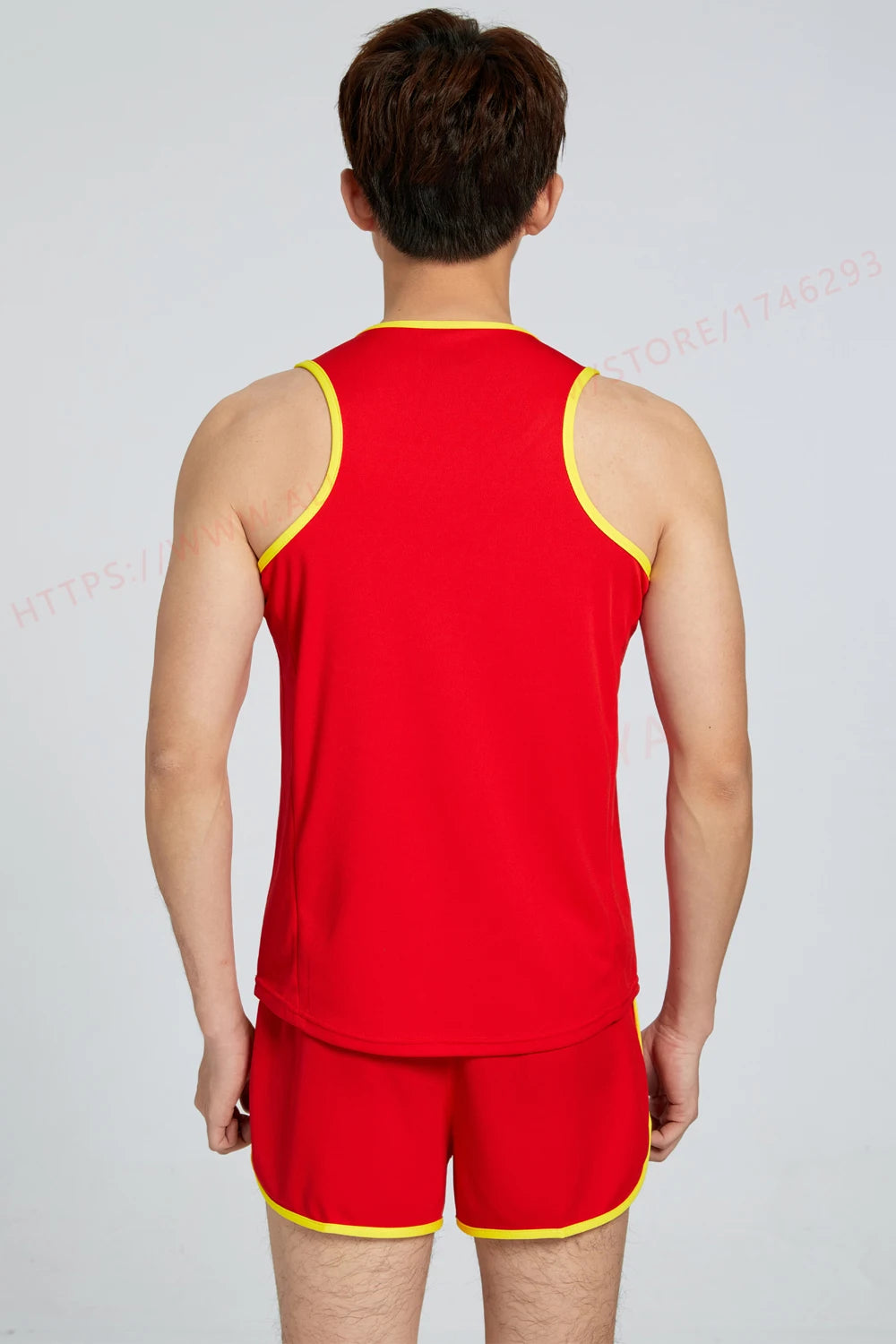 Men Running Tracksuits 2021 Track And Field Suits Quick Dry Marathon Athletics Sportswear Vest+Shorts Team Sport Set