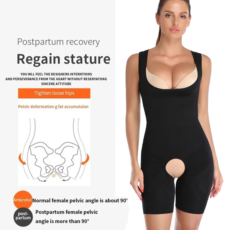 Shapewear Women Full Body Shaper Slimming Bodysuit Open Crotch Corset Waist Trainer Shaping Underwear Postpartum Recovery Sheath