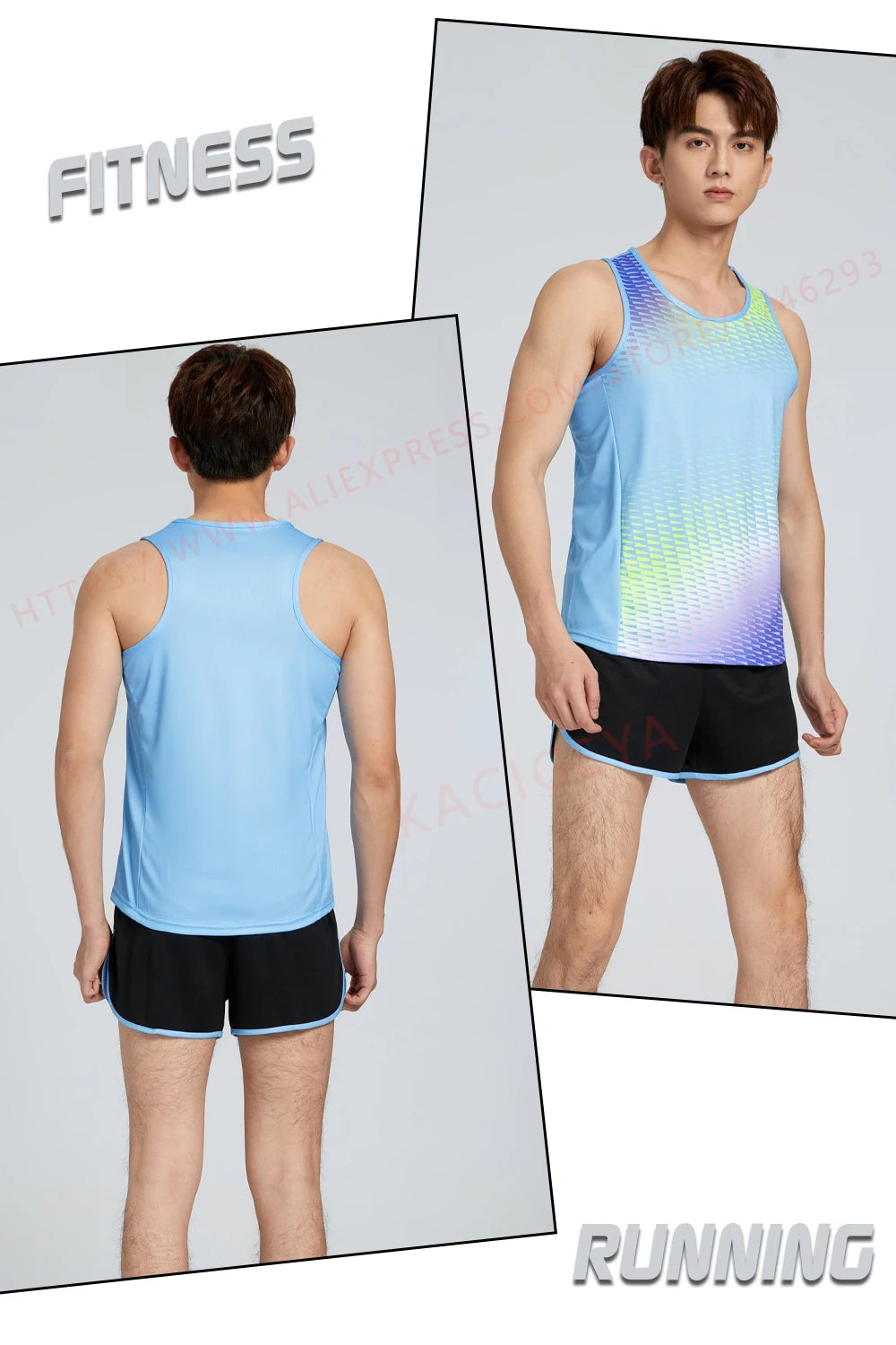 Men Running Tracksuits 2021 Track And Field Suits Quick Dry Marathon Athletics Sportswear Vest+Shorts Team Sport Set
