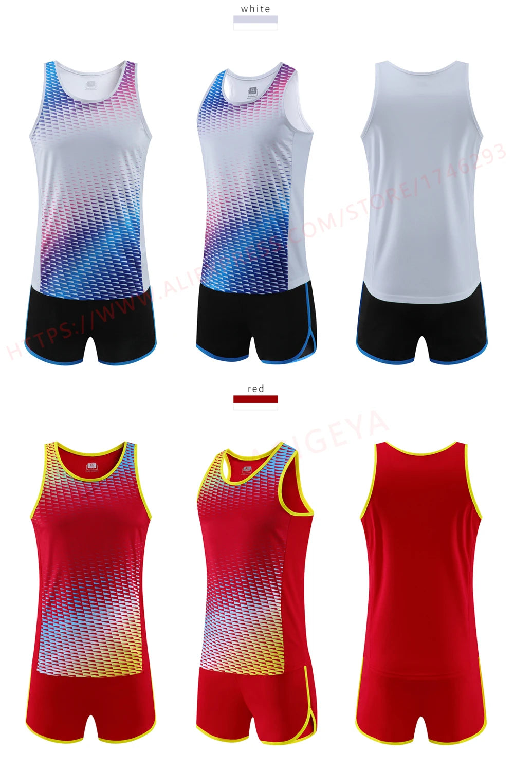Men Running Tracksuits 2021 Track And Field Suits Quick Dry Marathon Athletics Sportswear Vest+Shorts Team Sport Set